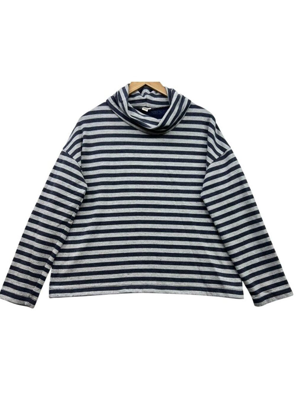 J.Crew Womens Tunnelneck Pullover Sweatshirt Long Sleeve Size M Blue Gray Stripe